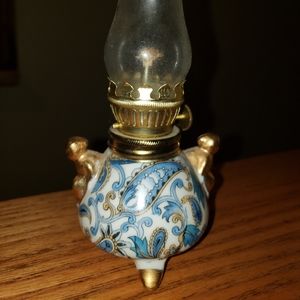 Vtg Lefton China Mini Oil Lamp Cherub